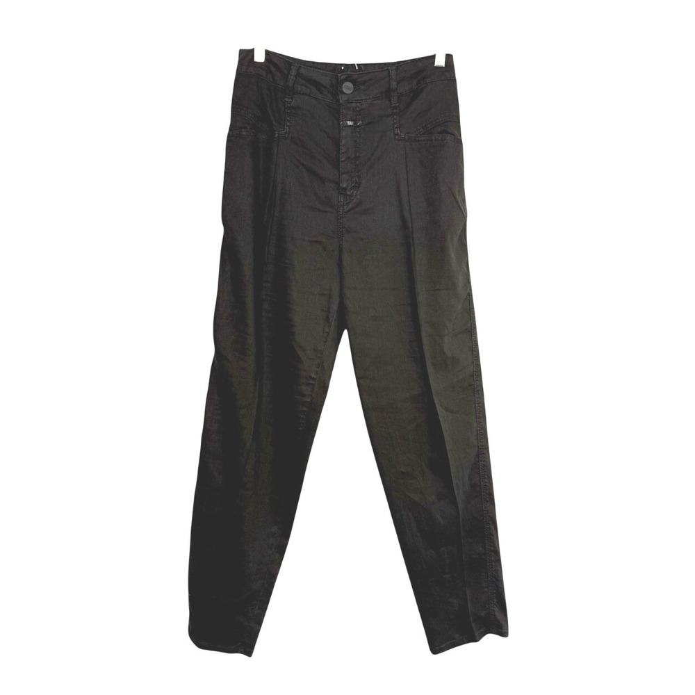 Closed Pearl Pants‎ 28 Black Linen Blend Italy High Rise Straight Leg Designer